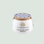 Portuguese Salt Flor de Sal de l'Aveiro in elegant ceramic pot with spoon