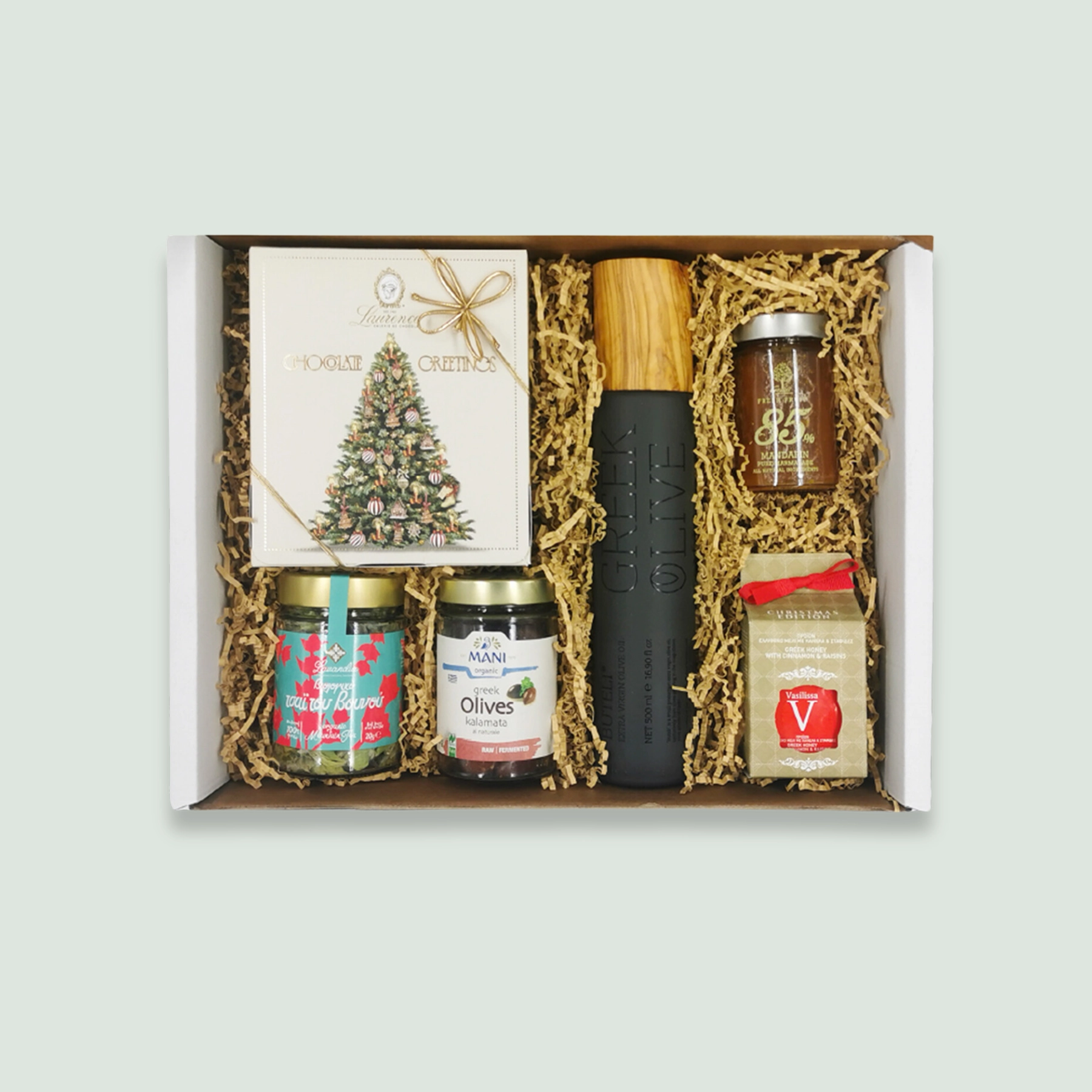 Gift Box 34 : Olive Oil - Olives - Herbs - Honey - Chocolates