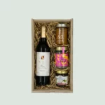 Gift Box 23 : Red Wine - Jam - Herbs - Olive Paste in wooden handcrafted box