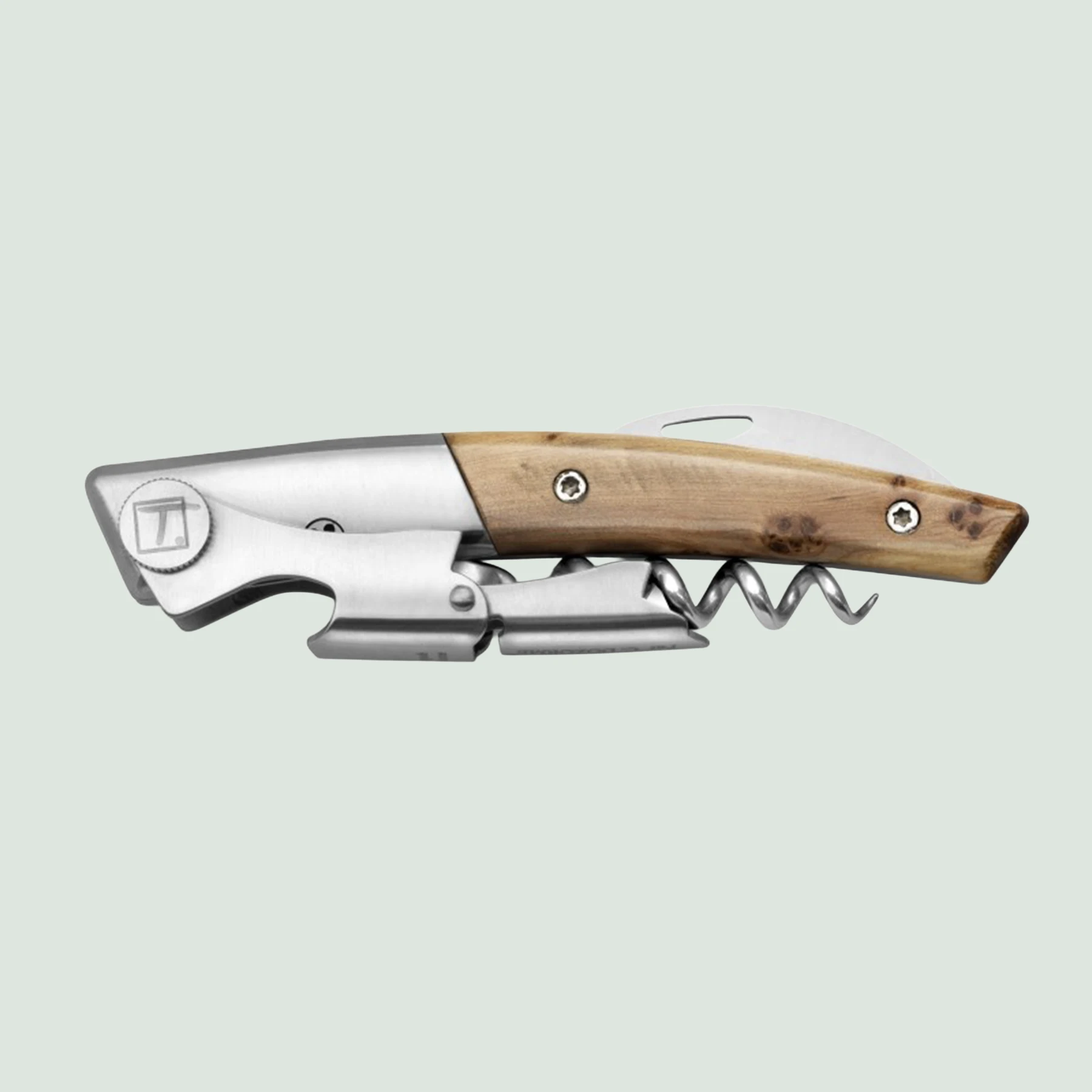Le Thiers® corkscrew with olive wood handle and leather case by Claude Dozorme Le Thiers® corkscrew with olive wood handle and leather case by Claude Dozorme