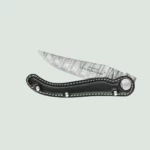 Scrapper Laguiole knife with Damascus blade and leather handle by Claude Dozorme