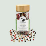 Embrace the luxurious world of gourmet spices with our premium 5 Premium Peppercorn Collection 40gr in a nice jar with wood lid .