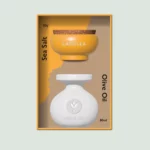 Gift set with hand harvested sea salt and olive oil in Mediterranean-style ceramics