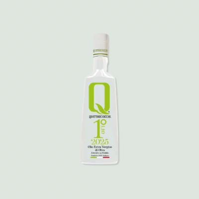 Quattrociocchi 1°Olio Novello extra virgin olive oil bottle (500ml) front view – Italian early harvest EVOO.
