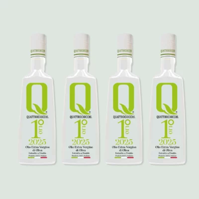 Quattrociocchi 1°Olio Novello extra virgin olive oil bottle (500ml) front view bundle of 4