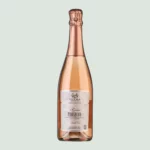 Front view of Prosecco DOC Rosé Brut Nature Millesimato bottle showcasing its elegant design and light pink hue, crafted from Glera and Pinot Noir grapes.