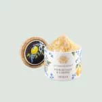 Fior di Sale Sicilia & Limone in yellow ceramic pot with spoon – front view