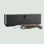 Scrapper Laguiole pocket knife with brown leather handle – open view